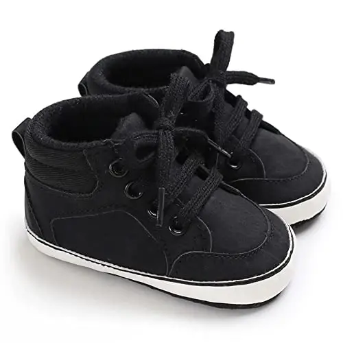Sekantrol Baby Boys Girls First Walker Crib Newborn Shoes, Soft Rubber Sole Infant Sneakers Fashion High-Top Non-Slip Toddler Dress Moccasins Shoes - 4