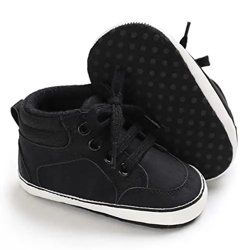 Sekantrol Baby Boys Girls First Walker Crib Newborn Shoes, Soft Rubber Sole Infant Sneakers Fashion High-Top Non-Slip Toddler Dress Moccasins Shoes - 5