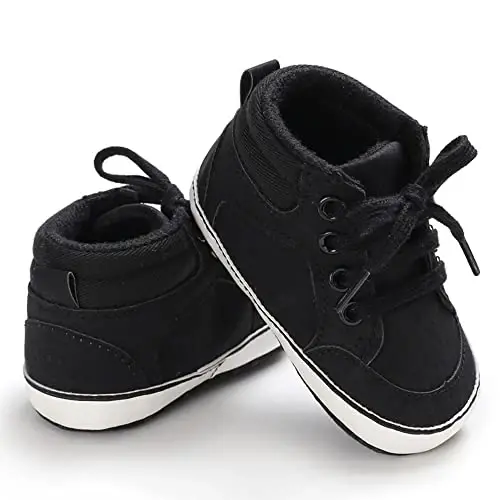 Sekantrol Baby Boys Girls First Walker Crib Newborn Shoes, Soft Rubber Sole Infant Sneakers Fashion High-Top Non-Slip Toddler Dress Moccasins Shoes - 6