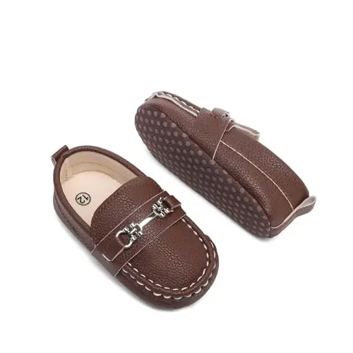 Sekantrol Baby Girls Boys Shoes,Infant Toddler Soft Sole Non Slip Flat Lazy Cute Loafers,Unisex Casual Oxford Dress Shoes - 6