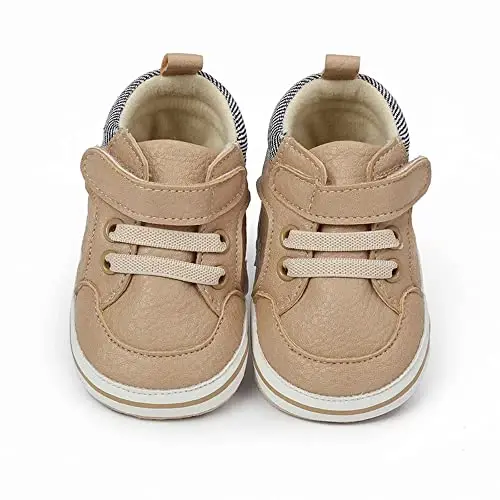 Sekantrol Baby Boys Girls First Walker Crib Newborn Shoes, Soft Rubber Sole Infant Sneakers Fashion High-Top Non-Slip Toddler Dress Moccasins Shoes - 4