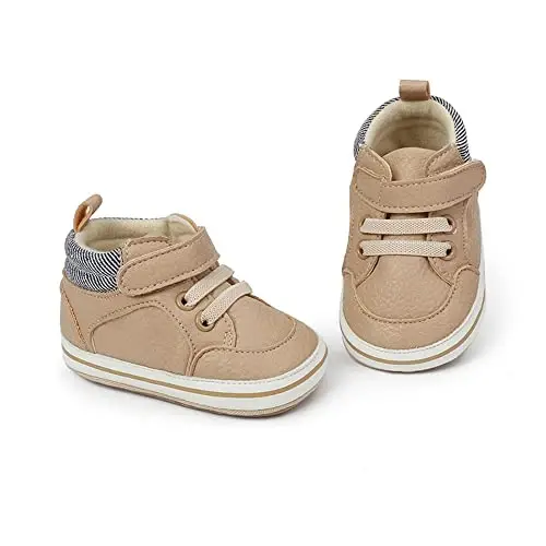 Sekantrol Baby Boys Girls First Walker Crib Newborn Shoes, Soft Rubber Sole Infant Sneakers Fashion High-Top Non-Slip Toddler Dress Moccasins Shoes - 5
