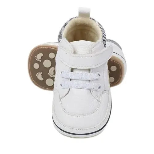 Sekantrol Baby Boys Girls First Walker Crib Newborn Shoes, Soft Rubber Sole Infant Sneakers Fashion High-Top Non-Slip Toddler Dress Moccasins Shoes - 1