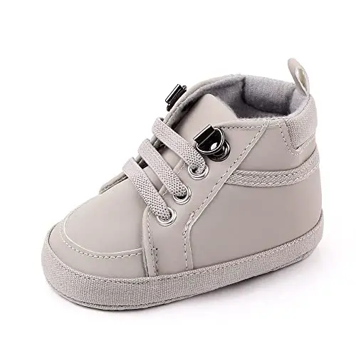 Sekantrol Baby Boys Girls First Walker Crib Newborn Shoes, Soft Rubber Sole Infant Sneakers Fashion High-Top Non-Slip Toddler Dress Moccasins Shoes - 1