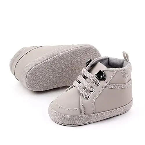 Sekantrol Baby Boys Girls First Walker Crib Newborn Shoes, Soft Rubber Sole Infant Sneakers Fashion High-Top Non-Slip Toddler Dress Moccasins Shoes - SEKANTROL (1)