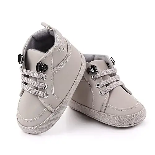 Sekantrol Baby Boys Girls First Walker Crib Newborn Shoes, Soft Rubber Sole Infant Sneakers Fashion High-Top Non-Slip Toddler Dress Moccasins Shoes - 3