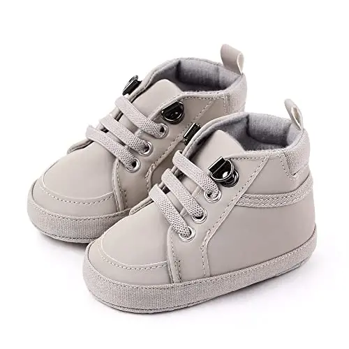 Sekantrol Baby Boys Girls First Walker Crib Newborn Shoes, Soft Rubber Sole Infant Sneakers Fashion High-Top Non-Slip Toddler Dress Moccasins Shoes - 4