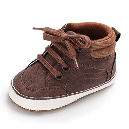 Sekantrol Baby Boys Girls First Walker Crib Newborn Shoes, Soft Rubber Sole Infant Sneakers Fashion High-Top Non-Slip Toddler Dress Moccasins Shoes - 1