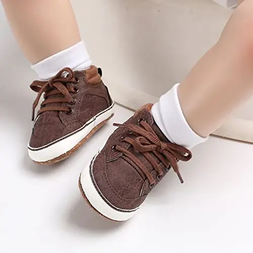 Sekantrol Baby Boys Girls First Walker Crib Newborn Shoes, Soft Rubber Sole Infant Sneakers Fashion High-Top Non-Slip Toddler Dress Moccasins Shoes - SEKANTROL (1)