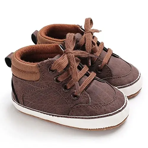 Sekantrol Baby Boys Girls First Walker Crib Newborn Shoes, Soft Rubber Sole Infant Sneakers Fashion High-Top Non-Slip Toddler Dress Moccasins Shoes - 3