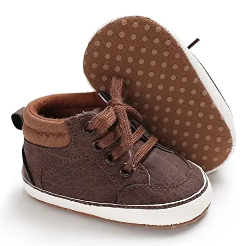 Sekantrol Baby Boys Girls First Walker Crib Newborn Shoes, Soft Rubber Sole Infant Sneakers Fashion High-Top Non-Slip Toddler Dress Moccasins Shoes - 4