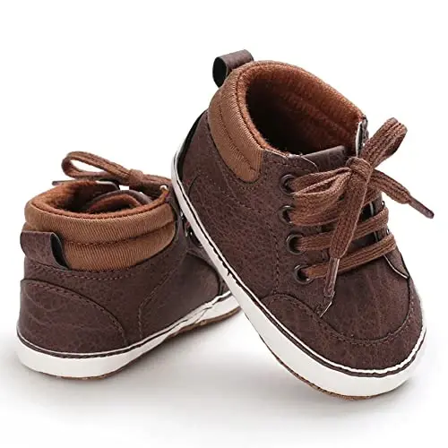 Sekantrol Baby Boys Girls First Walker Crib Newborn Shoes, Soft Rubber Sole Infant Sneakers Fashion High-Top Non-Slip Toddler Dress Moccasins Shoes - 5