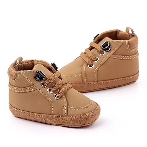 Sekantrol Baby Boys Girls First Walker Crib Newborn Shoes, Soft Rubber Sole Infant Sneakers Fashion High-Top Non-Slip Toddler Dress Moccasins Shoes - SEKANTROL (1)