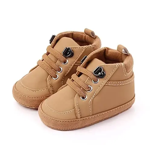 Sekantrol Baby Boys Girls First Walker Crib Newborn Shoes, Soft Rubber Sole Infant Sneakers Fashion High-Top Non-Slip Toddler Dress Moccasins Shoes - 4