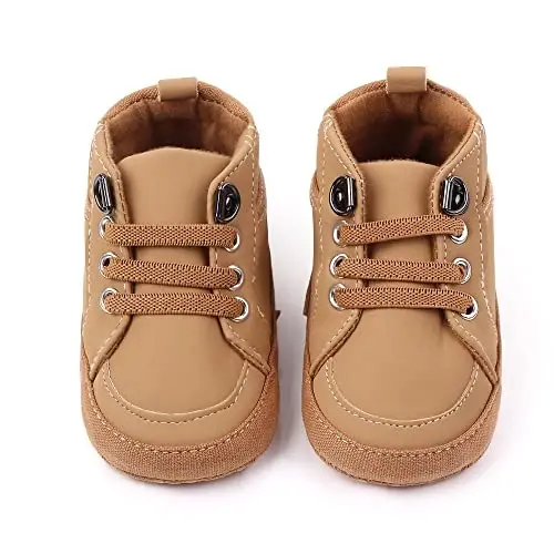 Sekantrol Baby Boys Girls First Walker Crib Newborn Shoes, Soft Rubber Sole Infant Sneakers Fashion High-Top Non-Slip Toddler Dress Moccasins Shoes - 5