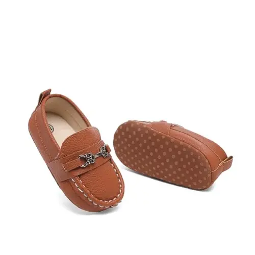 Sekantrol Baby Girls Boys Shoes,Infant Toddler Soft Sole Non Slip Flat Lazy Cute Loafers,Unisex Casual Oxford Dress Shoes - 6