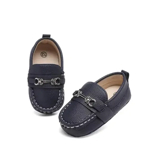 Sekantrol Baby Girls Boys Shoes,Infant Toddler Soft Sole Non Slip Flat Lazy Cute Loafers,Unisex Casual Oxford Dress Shoes - 1