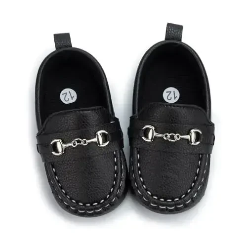 Sekantrol Baby Girls Boys Shoes,Infant Toddler Soft Sole Non Slip Flat Lazy Cute Loafers,Unisex Casual Oxford Dress Shoes - 4