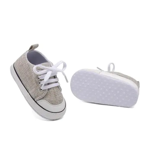 Sekantrol Unisex Baby Girls Boys Shoes Infant Soft Sole Canvas Newborn First Walkers High Top Anti-Slip Sneakers - 7