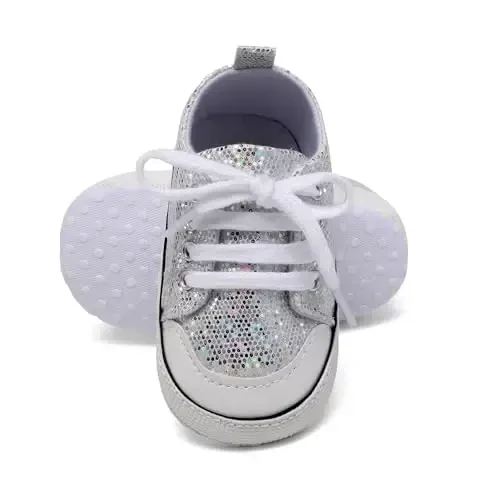 Sekantrol Unisex Baby Girls Boys Shoes Infant Soft Sole Canvas Newborn First Walkers High Top Anti-Slip Sneakers - 4