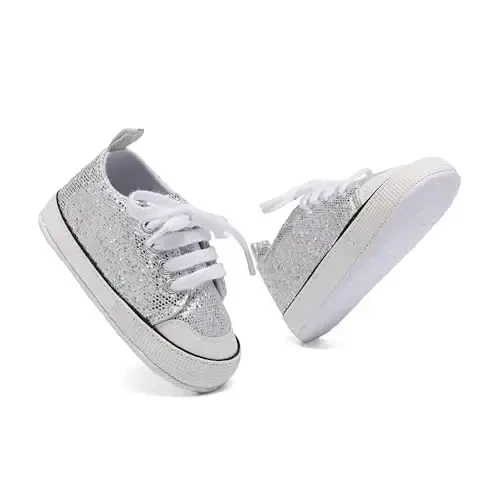 Sekantrol Unisex Baby Girls Boys Shoes Infant Soft Sole Canvas Newborn First Walkers High Top Anti-Slip Sneakers - 6