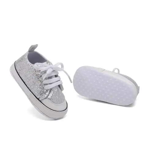Sekantrol Unisex Baby Girls Boys Shoes Infant Soft Sole Canvas Newborn First Walkers High Top Anti-Slip Sneakers - 2