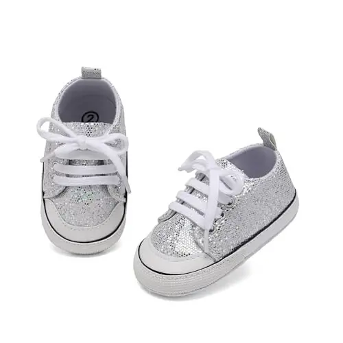 Sekantrol Unisex Baby Girls Boys Shoes Infant Soft Sole Canvas Newborn First Walkers High Top Anti-Slip Sneakers - 3