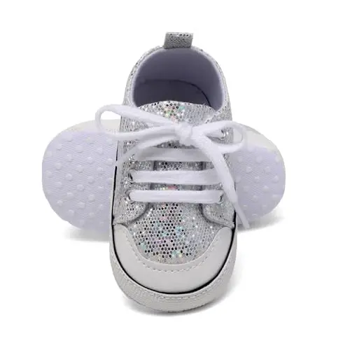 Sekantrol Unisex Baby Girls Boys Shoes Infant Soft Sole Canvas Newborn First Walkers High Top Anti-Slip Sneakers - 4