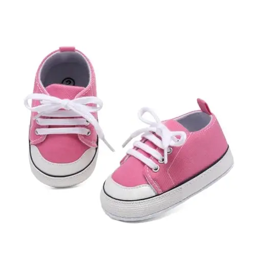 Sekantrol Unisex Baby Girls Boys Shoes Infant Soft Sole Canvas Newborn First Walkers High Top Anti-Slip Sneakers - 3