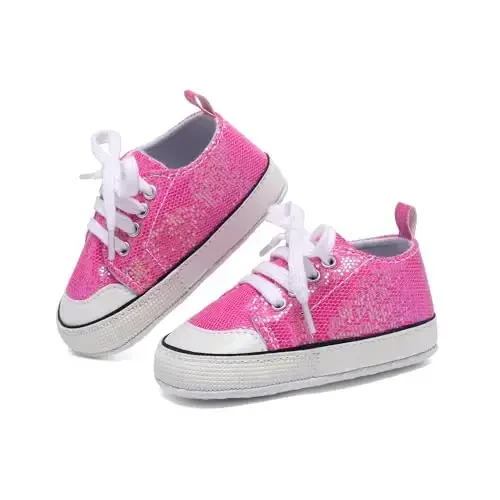 Sekantrol Unisex Baby Girls Boys Shoes Infant Soft Sole Canvas Newborn First Walkers High Top Anti-Slip Sneakers - 2