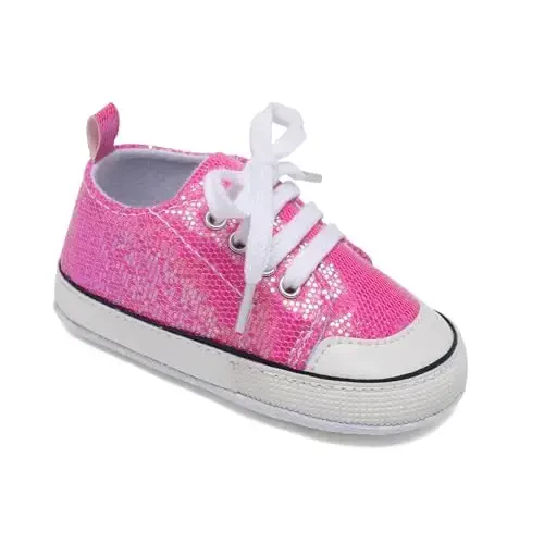 Sekantrol Unisex Baby Girls Boys Shoes Infant Soft Sole Canvas Newborn First Walkers High Top Anti-Slip Sneakers - 3