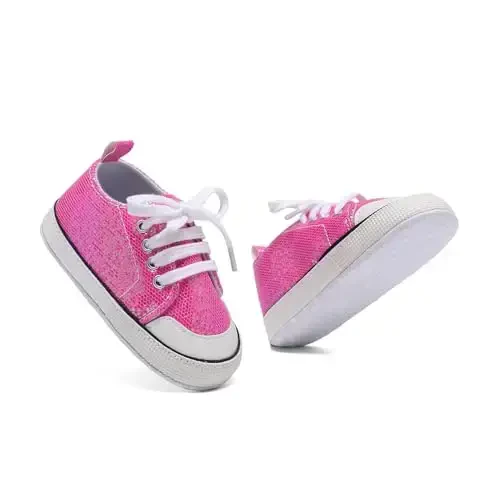 Sekantrol Unisex Baby Girls Boys Shoes Infant Soft Sole Canvas Newborn First Walkers High Top Anti-Slip Sneakers - 5