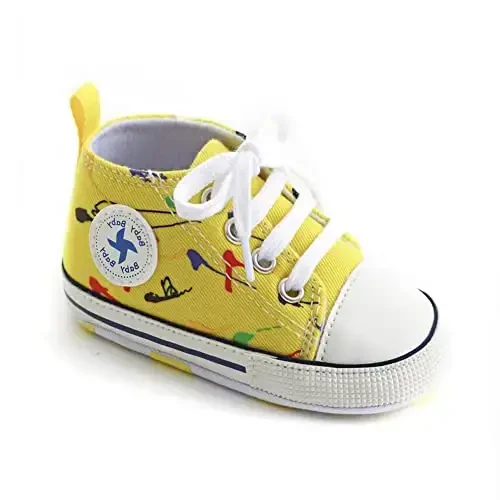 Sekantrol Unisex Baby Girls Boys Shoes Infant Soft Sole Canvas Newborn First Walkers High Top Anti-Slip Sneakers - 1