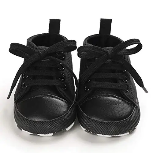 Sekantrol Unisex Baby Girls Boys Shoes Infant Soft Sole Canvas Newborn First Walkers High Top Anti-Slip Sneakers - 4
