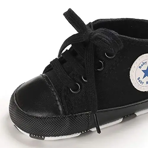 Sekantrol Unisex Baby Girls Boys Shoes Infant Soft Sole Canvas Newborn First Walkers High Top Anti-Slip Sneakers - 5