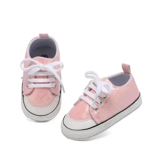 Sekantrol Unisex Baby Girls Boys Shoes Infant Soft Sole Canvas Newborn First Walkers High Top Anti-Slip Sneakers - SEKANTROL (1)