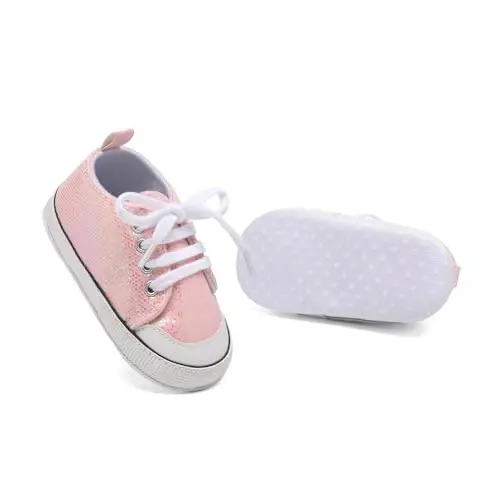 Sekantrol Unisex Baby Girls Boys Shoes Infant Soft Sole Canvas Newborn First Walkers High Top Anti-Slip Sneakers - 5