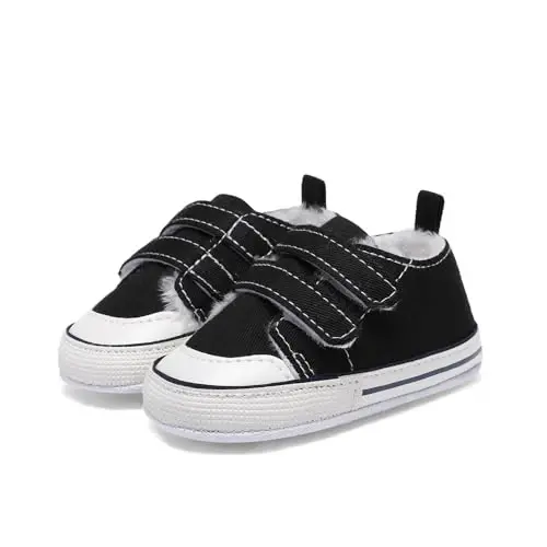 Sekantrol Unisex Baby Girls Boys Shoes Infant Soft Sole Canvas Newborn First Walkers High Top Anti-Slip Sneakers - 2