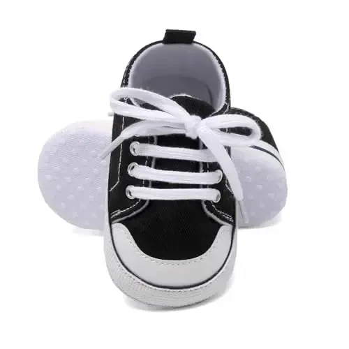 Sekantrol Unisex Baby Girls Boys Shoes Infant Soft Sole Canvas Newborn First Walkers High Top Anti-Slip Sneakers - 6