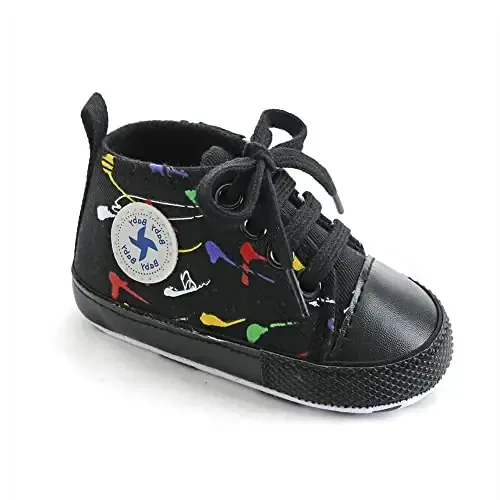 Sekantrol Unisex Baby Girls Boys Shoes Infant Soft Sole Canvas Newborn First Walkers High Top Anti-Slip Sneakers - 1