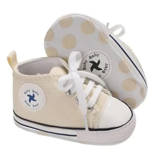 Sekantrol Unisex Baby Girls Boys Shoes Infant Soft Sole Canvas Newborn First Walkers High Top Anti-Slip Sneakers 