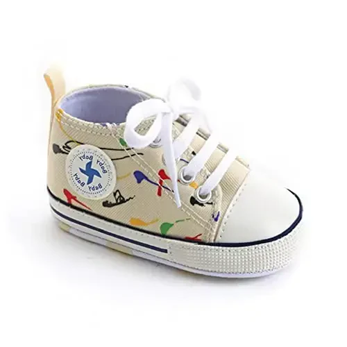 Sekantrol Unisex Baby Girls Boys Shoes Infant Soft Sole Canvas Newborn First Walkers High Top Anti-Slip Sneakers - SEKANTROL