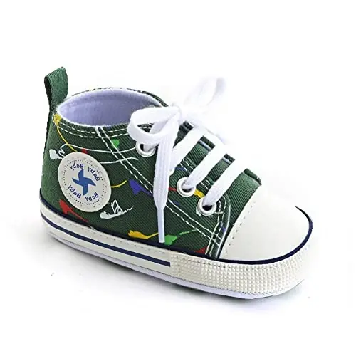 Sekantrol Unisex Baby Girls Boys Shoes Infant Soft Sole Canvas Newborn First Walkers High Top Anti-Slip Sneakers - 1