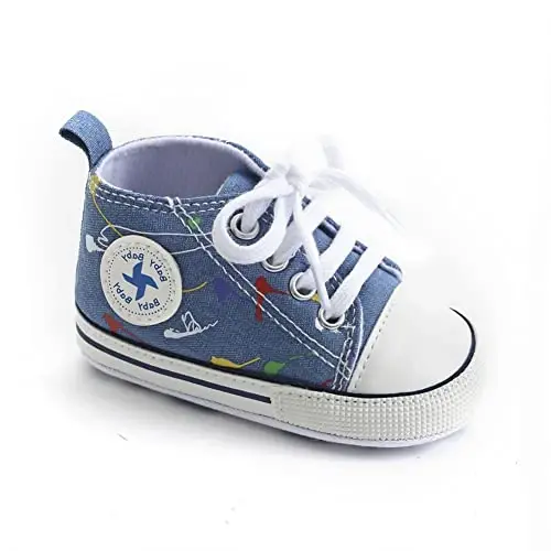 Sekantrol Unisex Baby Girls Boys Shoes Infant Soft Sole Canvas Newborn First Walkers High Top Anti-Slip Sneakers 