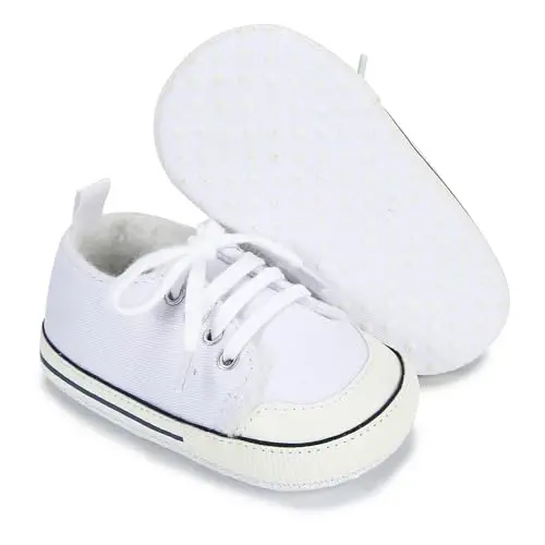 Sekantrol Unisex Baby Girls Boys Shoes Infant Soft Sole Canvas Newborn First Walkers High Top Anti-Slip Sneakers 
