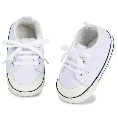 Sekantrol Unisex Baby Girls Boys Shoes Infant Soft Sole Canvas Newborn First Walkers High Top Anti-Slip Sneakers - SEKANTROL (1)