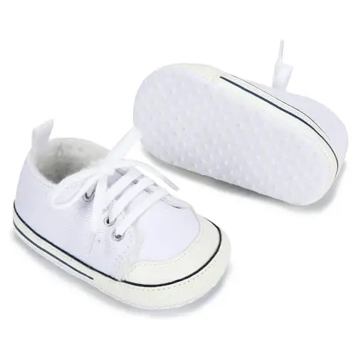 Sekantrol Unisex Baby Girls Boys Shoes Infant Soft Sole Canvas Newborn First Walkers High Top Anti-Slip Sneakers - 5