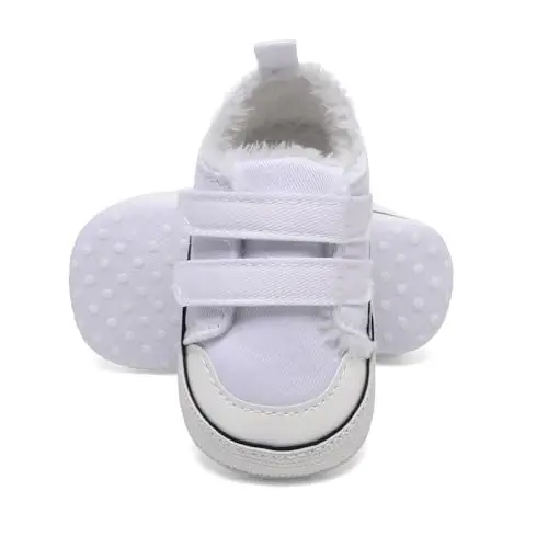 Sekantrol Unisex Baby Girls Boys Shoes Infant Soft Sole Canvas Newborn First Walkers High Top Anti-Slip Sneakers - 1