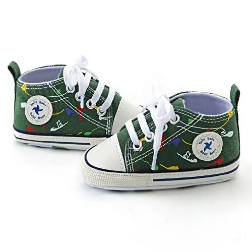 Sekantrol Unisex Baby Girls Boys Shoes Infant Soft Sole Canvas Newborn First Walkers High Top Anti-Slip Sneakers - SEKANTROL (1)