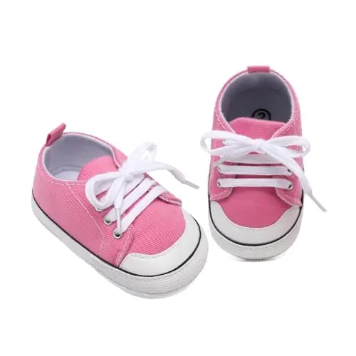Sekantrol Unisex Baby Girls Boys Shoes Infant Soft Sole Canvas Newborn First Walkers High Top Anti-Slip Sneakers - 5